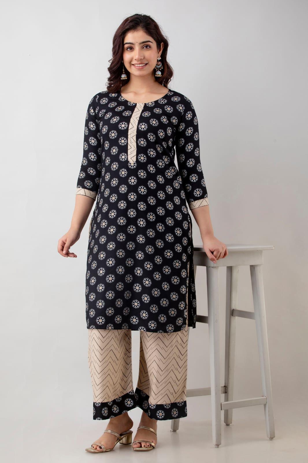 Ethnic Motifs Printed Kurta and Palazzo Set - Image 3