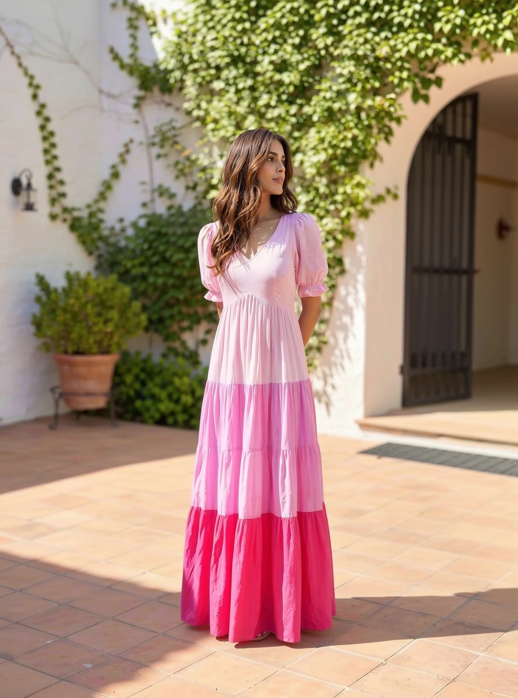 Pink Embellished Cotton Anarkali Gown - Image 4