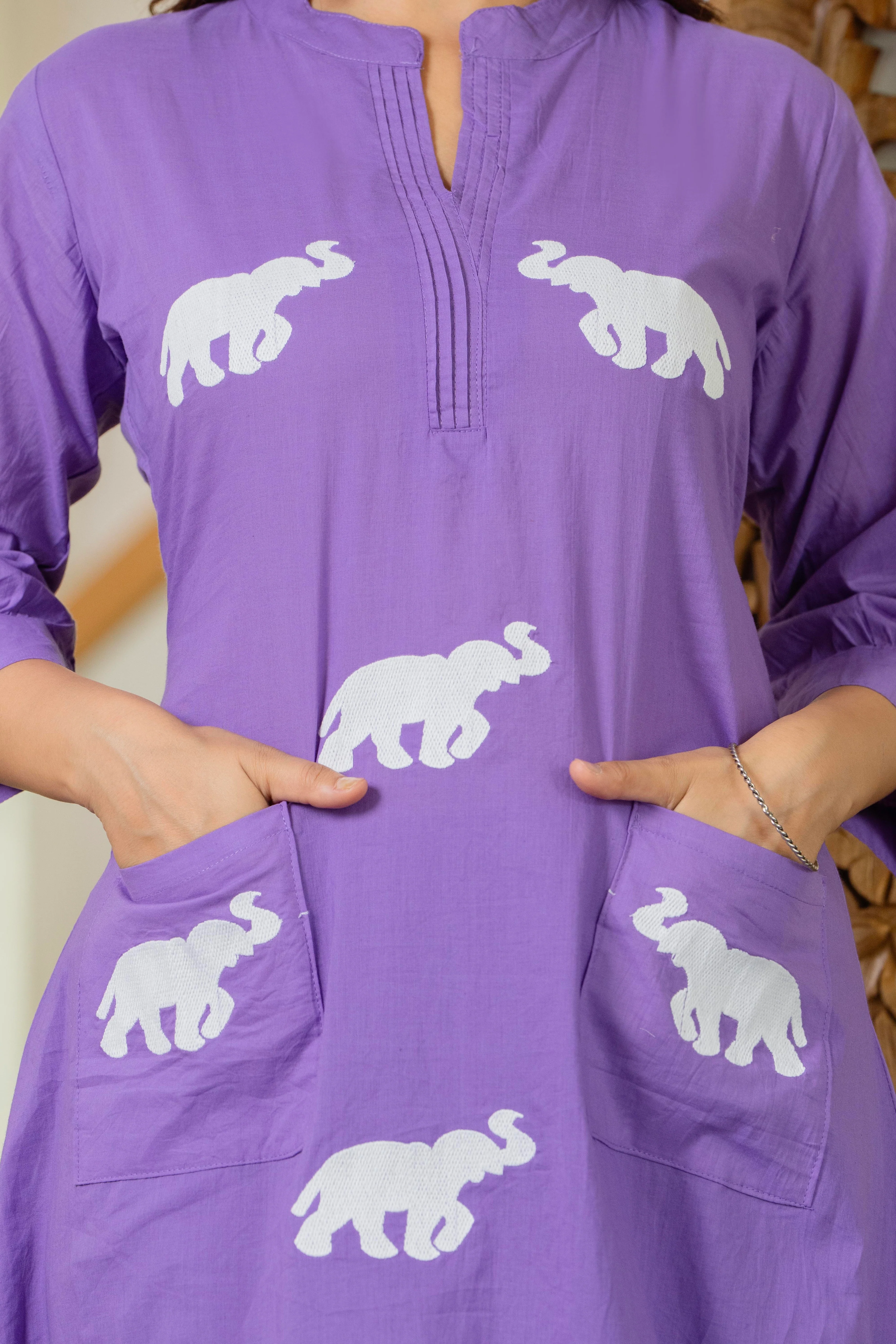 Soft Purple Embroidered Cotton Co-Ord Set - Image 9