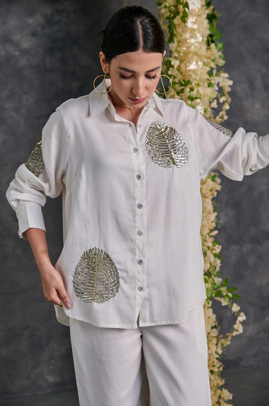 White Squin Embroidered Co-Ord Set - Image 4
